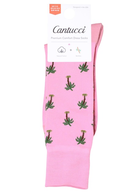Palm Tree Socks | Pink Mens Socks with Small Palm Trees