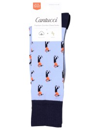 Light Blue Dress Socks with Golfing Design