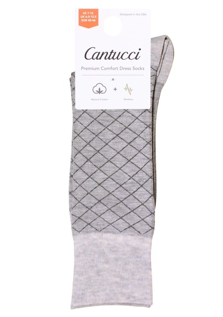 Windowpane Check Socks in Light Gray