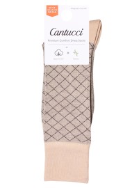 Windowpane Check Socks in Tan and Dark Brown