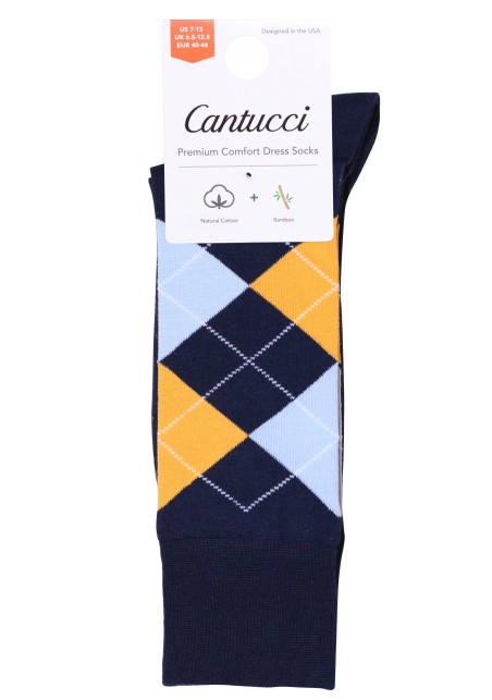 Blue and Orange Argyle Dress Socks for Men