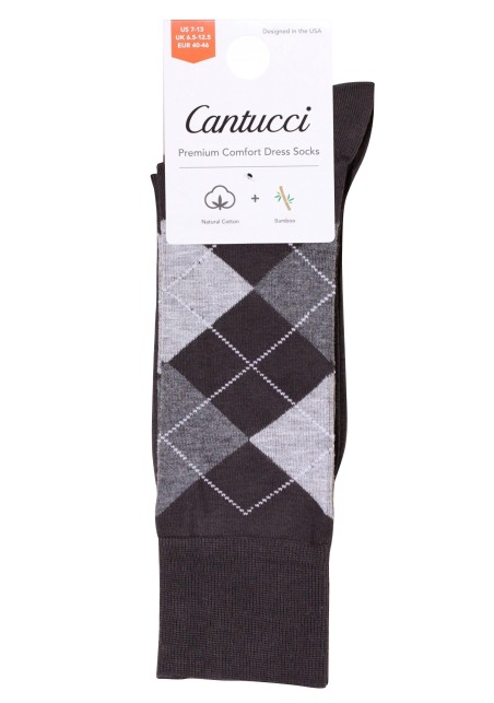 Gray Argyle Check Dress Socks