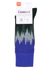 Navy Socks with Pine and Fir Forest Design
