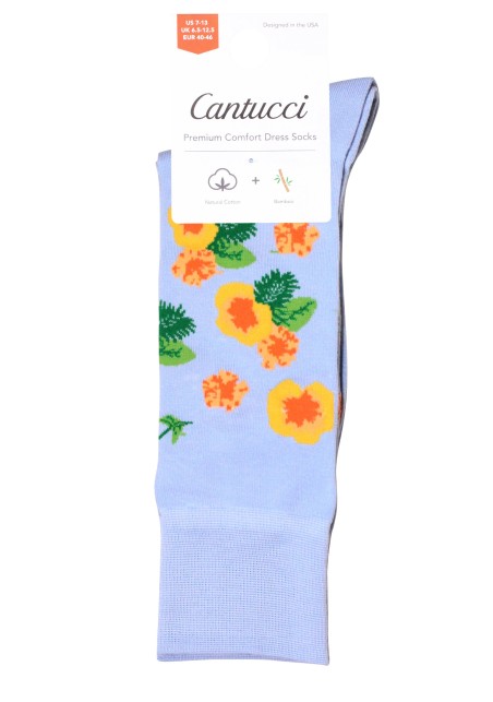 Light Blue Socks with Tropical Flowers