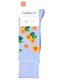 Light Blue Socks with Tropical Flowers