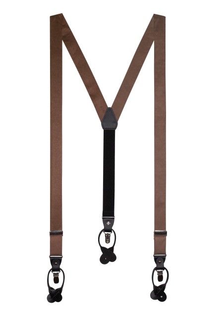 Walnut Suspenders | Walnut Brown Satin Fabric Suspenders