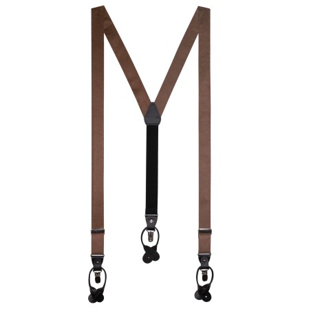 Walnut Suspenders | Walnut Brown Satin Fabric Suspenders