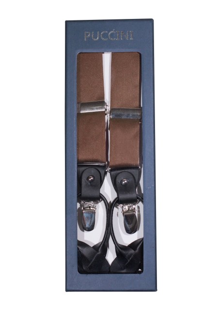 Walnut Suspenders | Walnut Brown Satin Fabric Suspenders