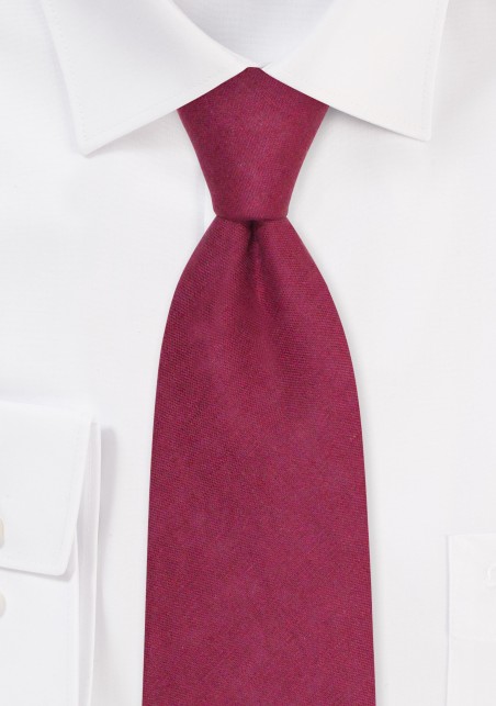 Wine Red Linen Necktie