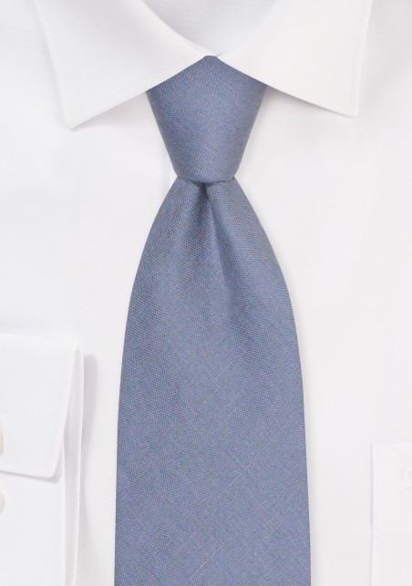 Dusty Blue XL Length Tie | Linen Wedding Tie in Extra Long Length