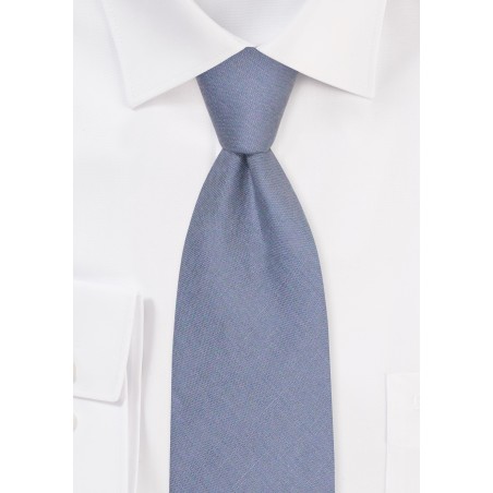 Dusty Blue XL Length Tie | Linen Wedding Tie in Extra Long Length
