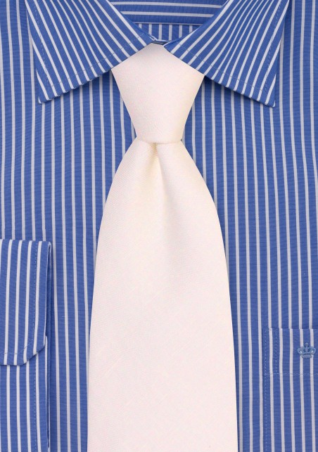 Linen Tie in White Alabaster | Solid Color Tie in White Alabaster