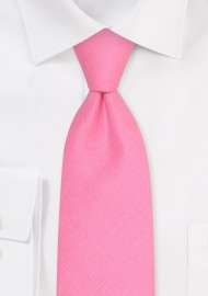 Bon Bon Pink Linen Tie | Mens Linen Tie in Bright Bon Bon Pink