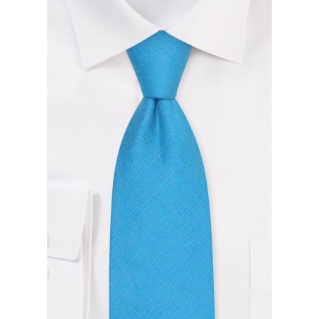 Teal Linen Tie | Mens Linen Necktie in Teal Blue