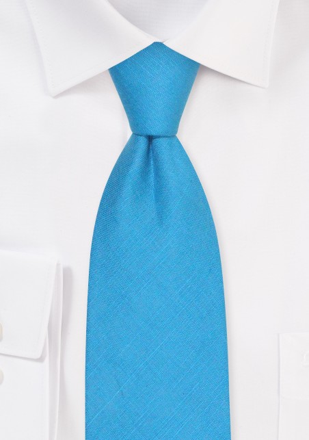 Teal Color Extra Long Tie in Linen