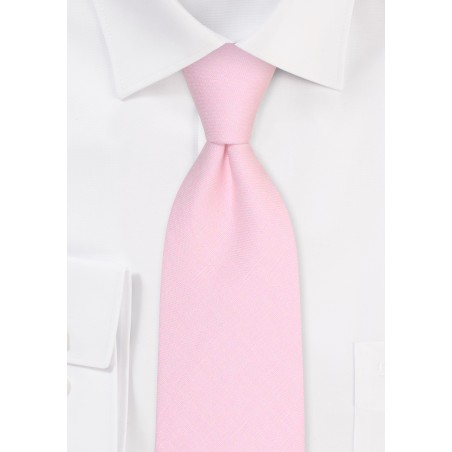 Blue Pink Linen Tie | Solid Color Necktie in Blush and Linen Fabric