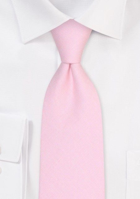 Blush XL Tie in Linen | Extra Long Linen Necktie in Blush Pink
