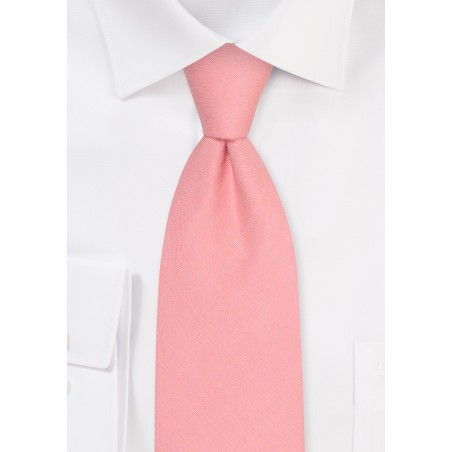 Rosette Tie  in Linen Fabric | 100% Linen Mens  Neck Tie in Rosette Pink