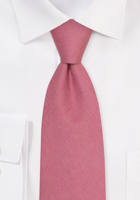 Vintage Mauve Linen Tie | Extra Long Mens Necktie in Vintage Mauve