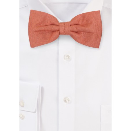 Bronzer Brown Linen Bow Tie in Pre-Tied Style