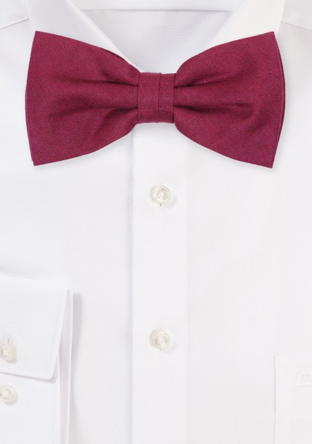 Solid Wine Red linen bow Tie