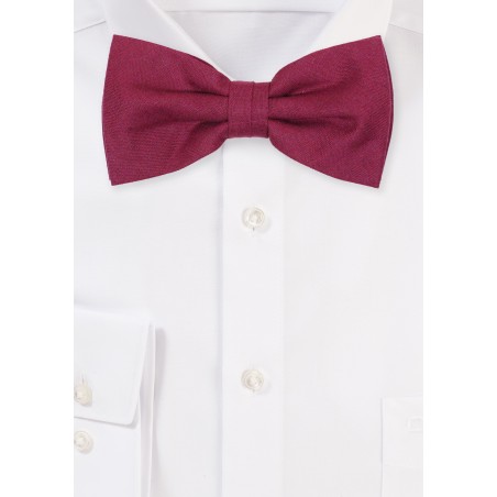 Solid Wine Red linen bow Tie