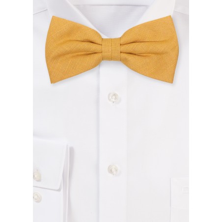 Butterscotch Linen Bow Tie in Pre-Tied Style