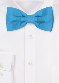 Teal Linen Bow Tie | Mens Pre-tied Bow Tie in Teal Blue