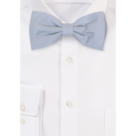 Moody Blue pre-tied Mens Bow Tie in Matte Linen