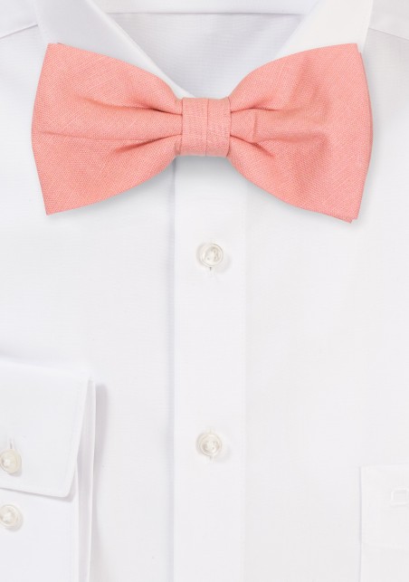 Champagne Rose Linen Bow Tie in Pre-Tied Style