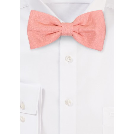 Champagne Rose Linen Bow Tie in Pre-Tied Style