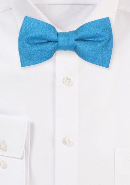 Teal Bow Tie in Linen Fabric For Boys ages 2-10