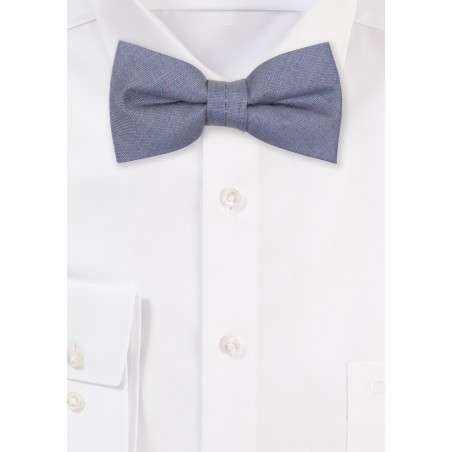 Dusty Blue Kids Bow Tie in Linen
