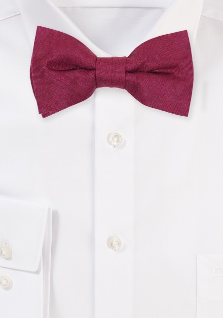 Wine Red Kids Linen Bow Tie