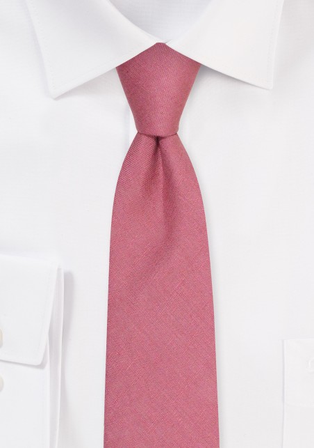 Vintage Mauve Linen Tie | Skinny Linen Necktie in Vintage Mauve