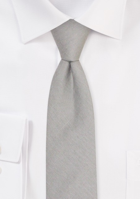 Moss Green Linen Tie in Skinny Width