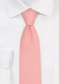 Champagne Rose Skinny Linen Tie | Slim Cut Wedding Tie in Champagne Rose