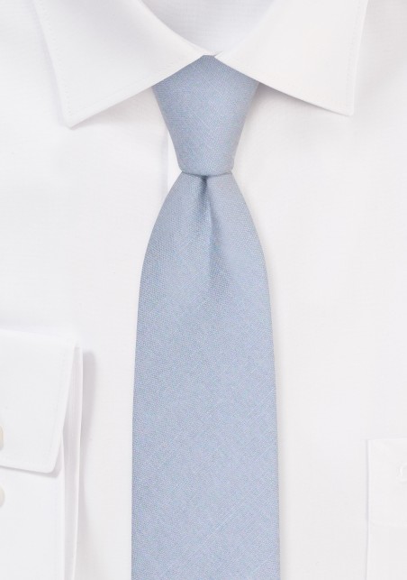 Moody Blue Linen Tie in Skinny Width