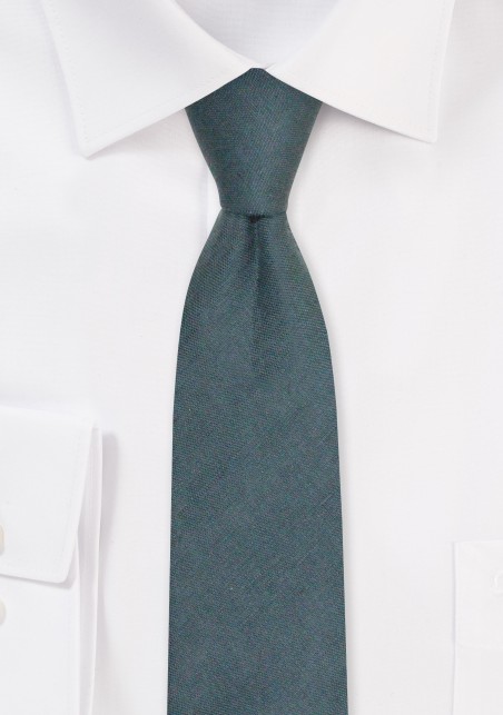 Eucalyptus Skinny Linen Necktie | Slim Necktie in Eucalyptus Green