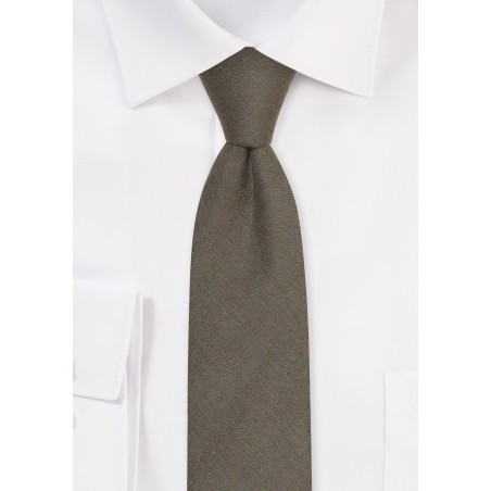 Martini Olive Skinny Linen Necktie for Men