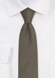 Martini Olive Skinny Linen Necktie for Men
