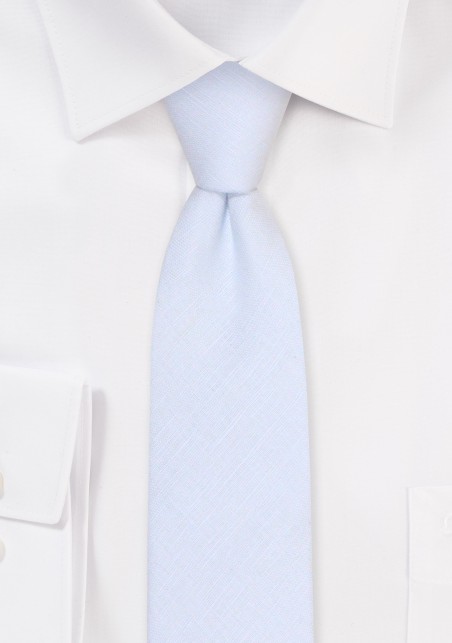 Mist Blue Skinny Linen Necktie for Weddings