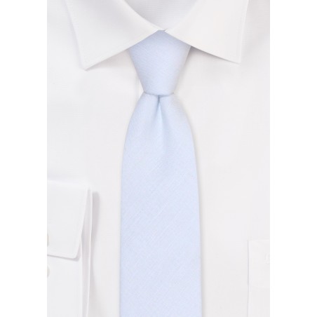 Mist Blue Skinny Linen Necktie for Weddings