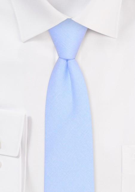 Sky Blue Skinny Linen Tie | Mens Tie in Sky Color