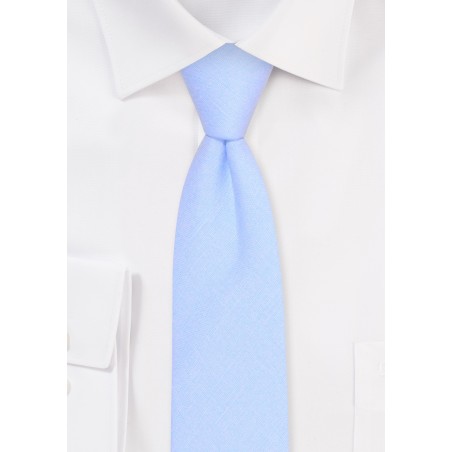 Sky Blue Skinny Linen Tie | Mens Tie in Sky Color