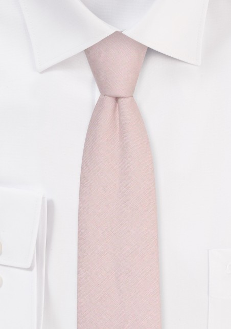 Almond Linen Tie in Slim Cut | Skinny Almond Tan Linen Necktie