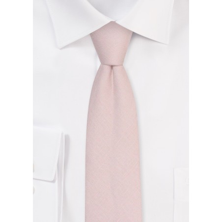 Almond Linen Tie in Slim Cut | Skinny Almond Tan Linen Necktie