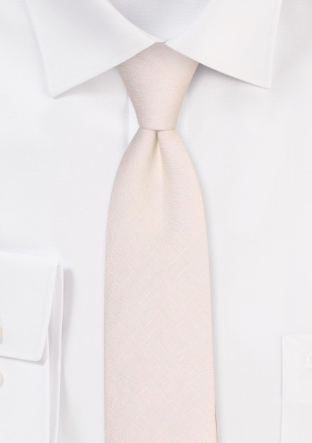 Skinny Tie in Linen and White Alabaster Color
