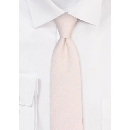 Skinny Tie in Linen and White Alabaster Color