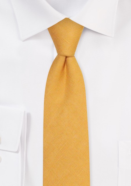 Skinny Linen Necktie in Butterscotch